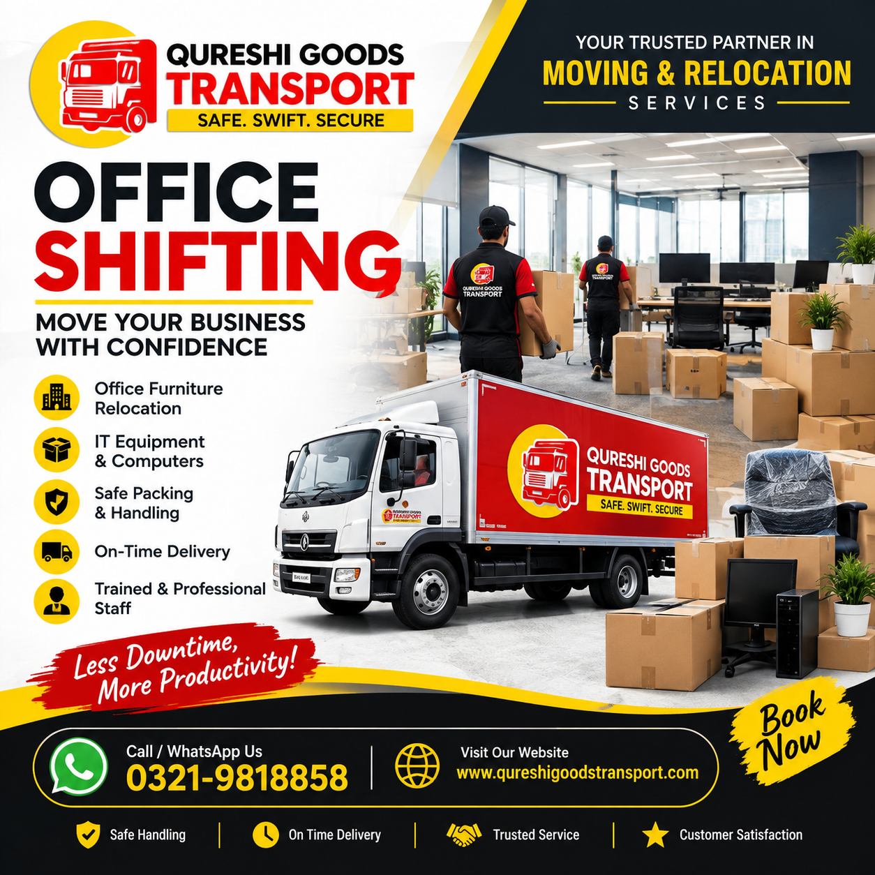 Trusted Office Shifting Services By Qureshi Goods Transport.